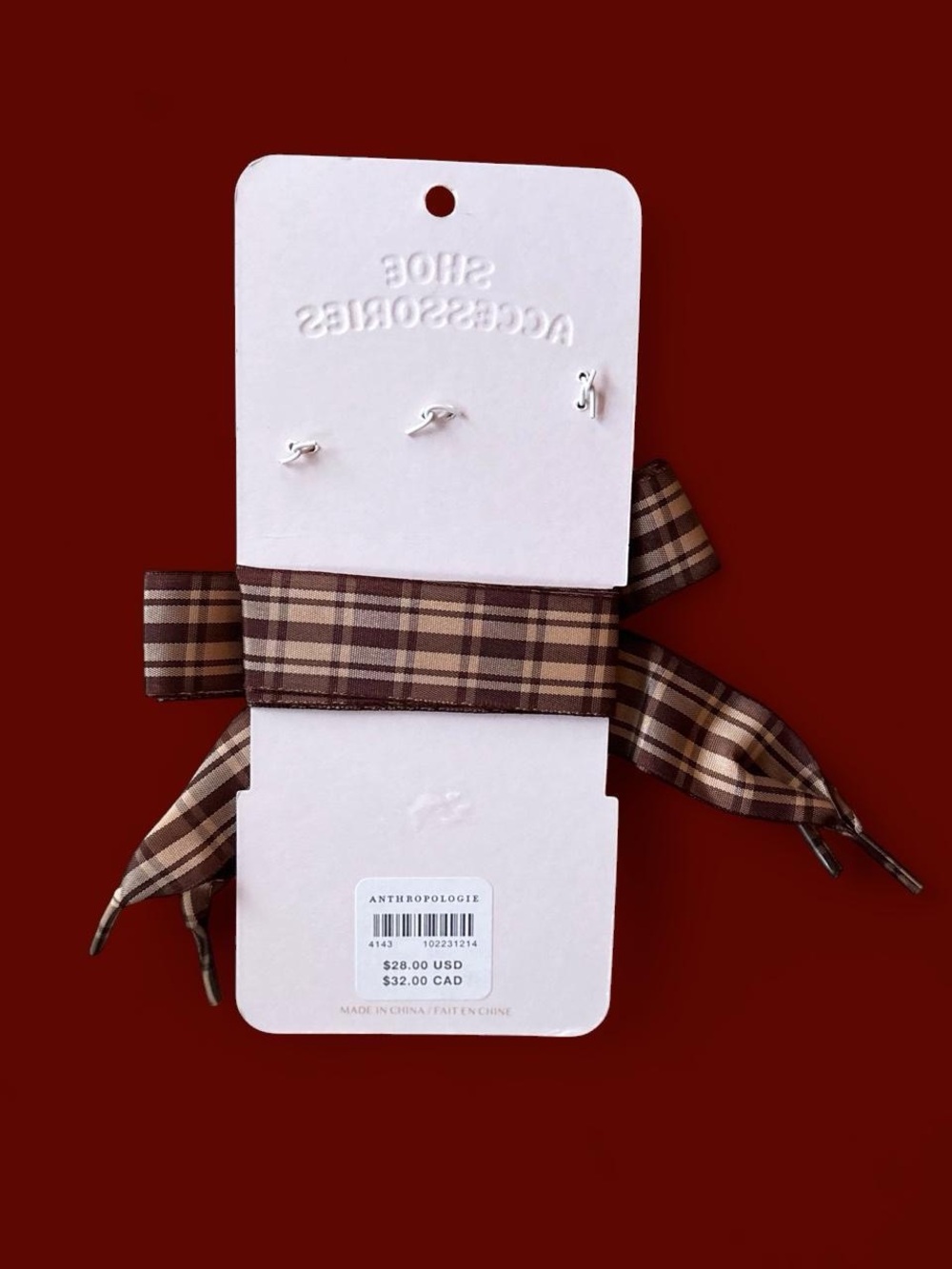 Anthropologie Shoe Accessories Pack Plaid Bow Laces - Picture 4 of 4
